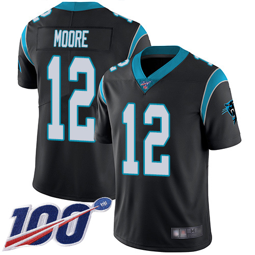 Carolina Panthers Limited Black Men DJ Moore Home Jersey NFL Football #12 100th Season Vapor Untouchable